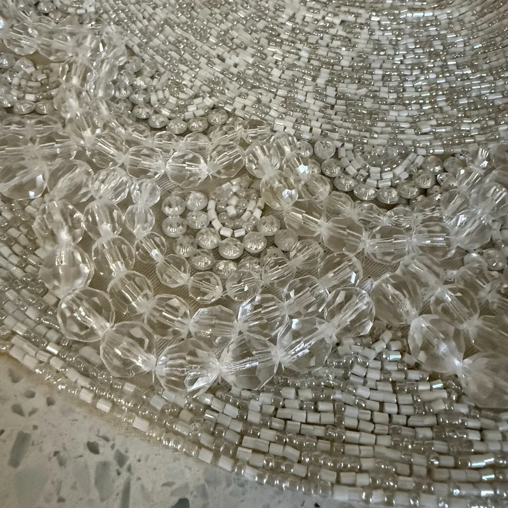 Kim Seybert Pair Glass Beaded Iridescent Placemat Extra Beads Retired New 457305